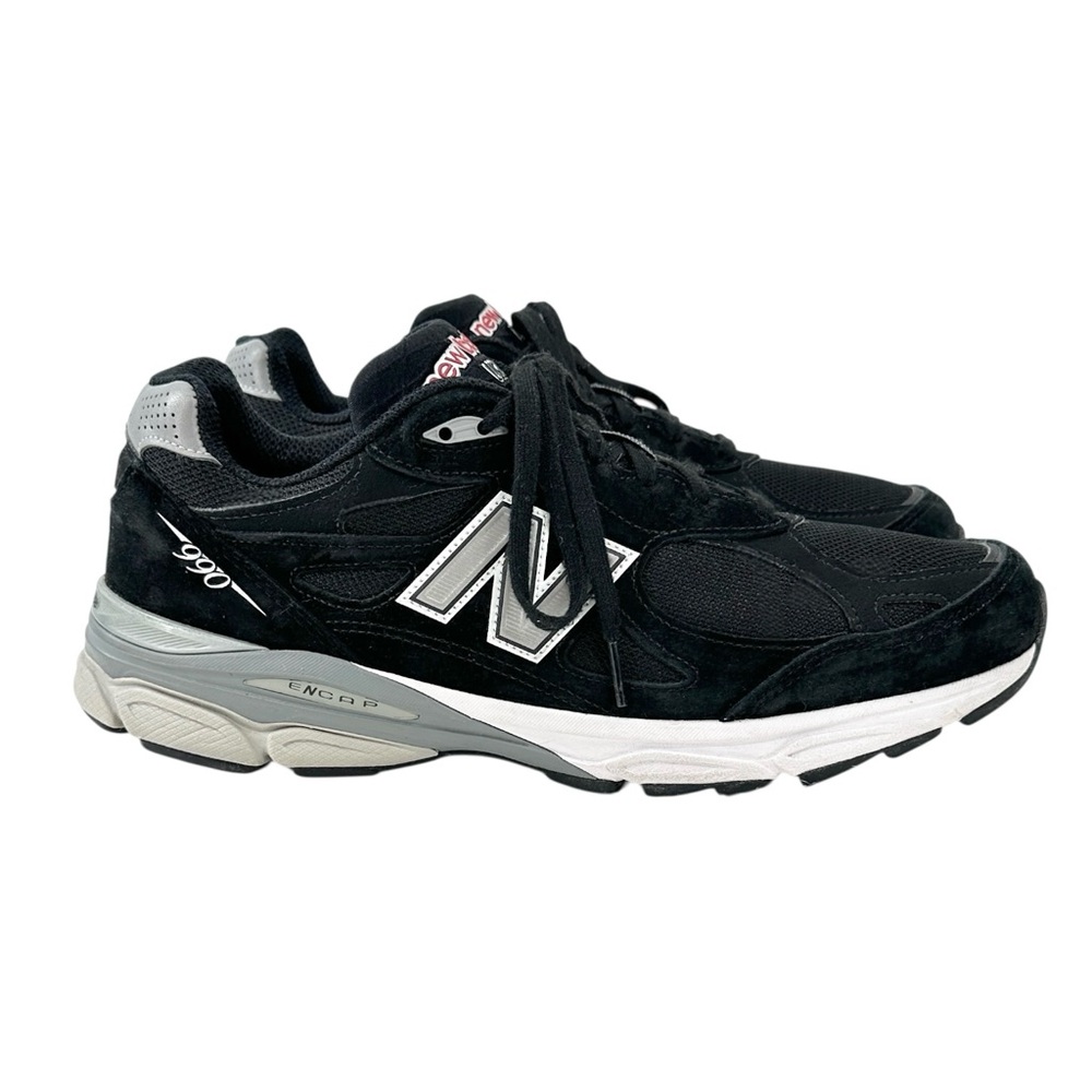 New Balance 990v3 Made in USA Black White Mesh Suede Low Top Sneakers sz 11.5
